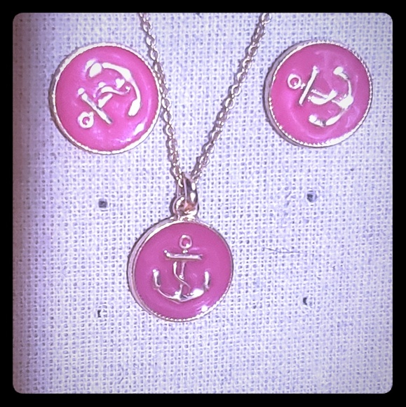 J crew Pink n gold anchor set